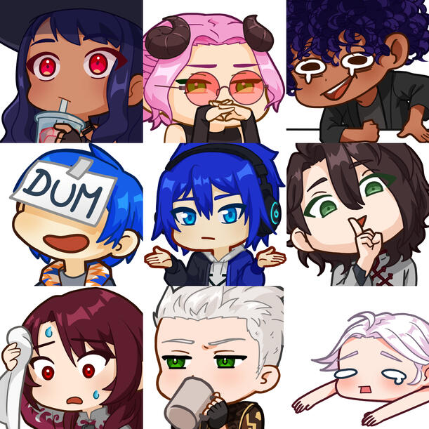 Patchwork of friends OCs emotes